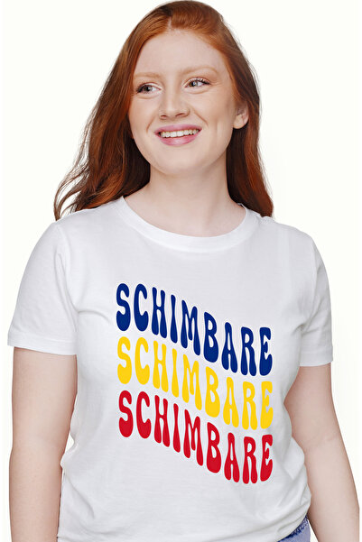 StoryGift Romania Tricou Femei Cuvantul Schimbare, in Culorile Steagului Roma...