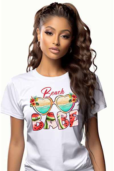 StoryGift Romania Tricou Femei cu mesajul "Beach babe", vara, vacanta, relaxa...