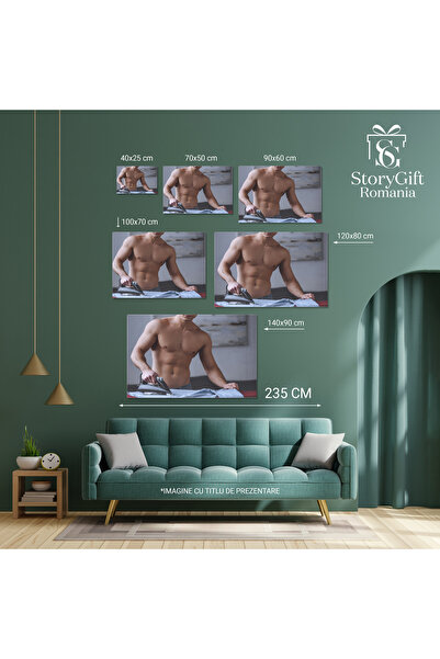 StoryGift Romania Tablou Canvas Grija In Detaliu Imagine Cropped Cu Un Barbat Fara Tricou Calcand O Camasa, O Man