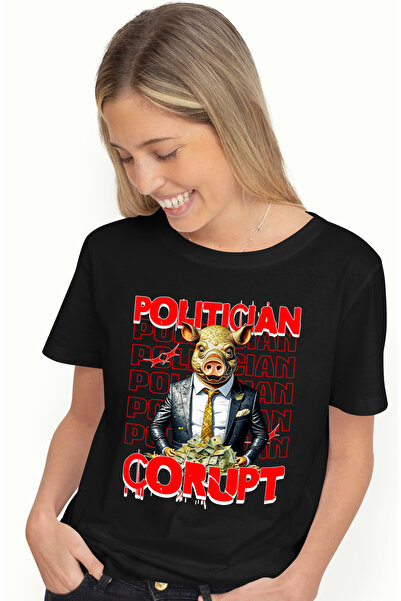 StoryGift Romania Tricou Femei Porc in Costum Si Teanc De Bani Text Politicia...