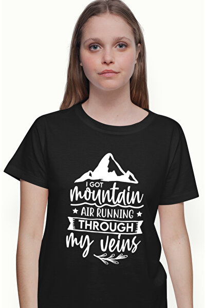 StoryGift Romania Tricou Femei cu munti si mesajul "I got mountain air runnin...