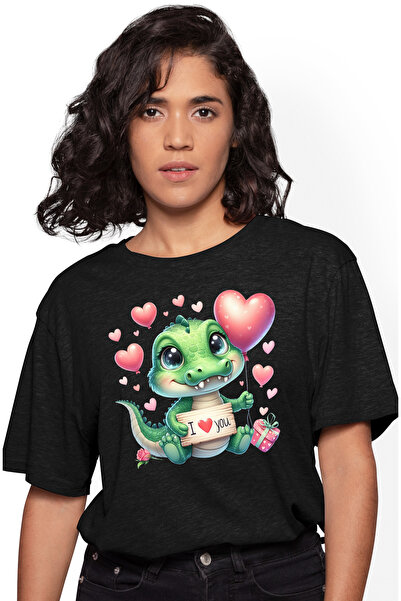 StoryGift Romania Tricou Femei cu un pui de crocodil cu mesajul "I love you",...