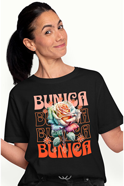 StoryGift Romania Tricou Femei Bunica - Trandafir Floare, cu imprimeu pe Fata...