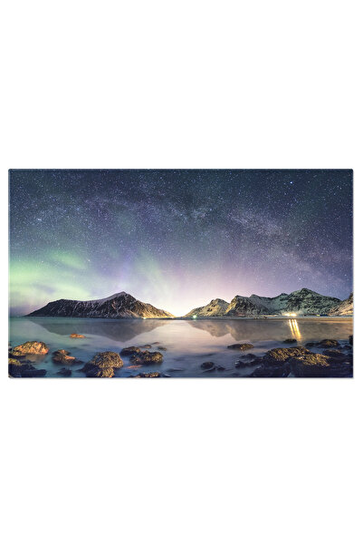 StoryGift Romania Tablou Canvas Panorama A Aurorei Boreale Cu Calea Lactee O ...