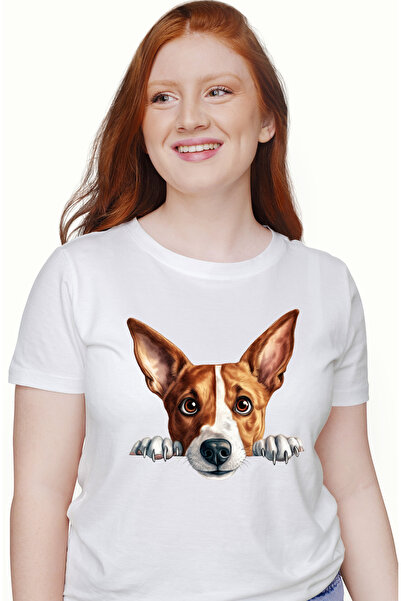 StoryGift Romania Tricou Femei cu un catel putin speriat, ilustratie, se uita...