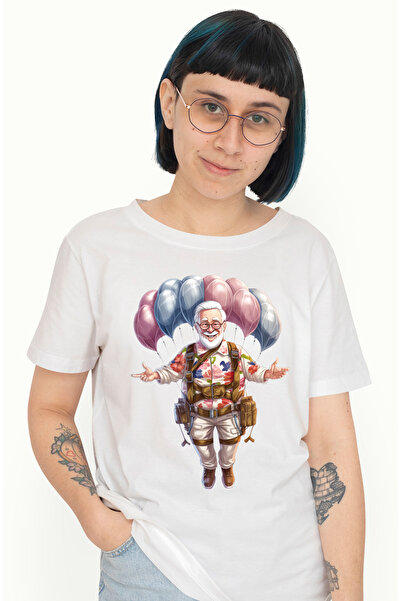 StoryGift Romania Tricou Femei cu un bunic, ilustratie, se da cu parasuta, se...