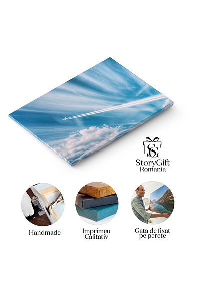 StoryGift Romania Tablou Canvas Concept De Calatorie Cu Avionul Pe Fundal De Cer Spatiu Liber, Miscare, Trecere,
