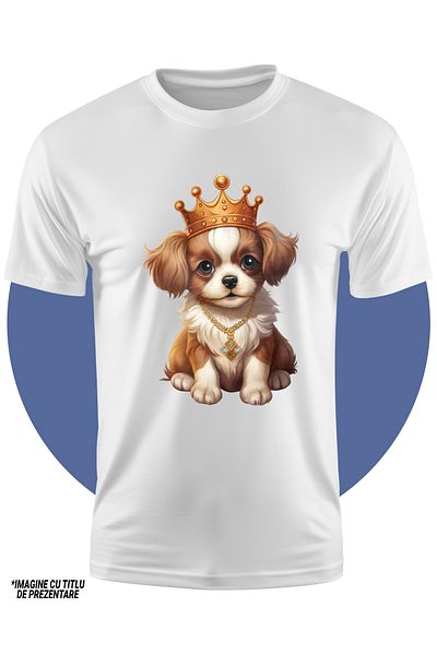StoryGift Romania Tricou Copii Cu Un Catel Timid Cu O Coroana Regala Pe Cap, Ilustratie, Importanta, Nobilim