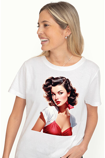 StoryGift Romania Tricou Femei cu o femeie cu parul saten, ilustratie, stil r...