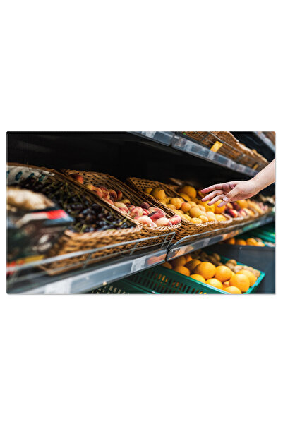 StoryGift Romania Tablou Canvas - Femeie Cu Cumparaturi Sanatoase - Mancare Fresh, Dieta, Gest