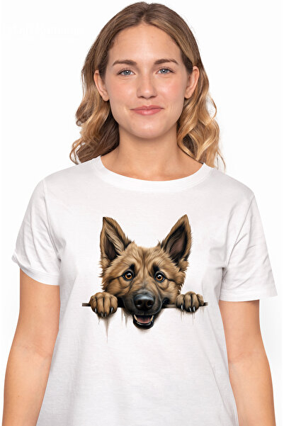 StoryGift Romania Tricou Femei cu un caine care roade o bara dintr-un gard, i...