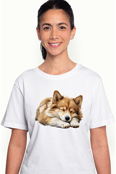 StoryGift Romania Tricou Femei cu un caine blanos care doarme dus, ilustratie...