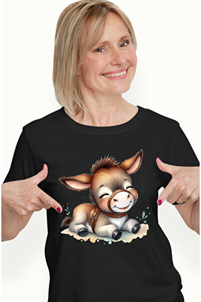 StoryGift Romania Tricou Femei cu un magarus vesel, ilustratie, sta culcat, f...