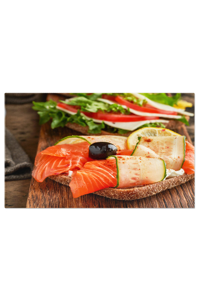 StoryGift Romania Tablou Canvas Sandvis Cu Somon Smørrebrød Gustare Nordica P...