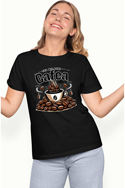 StoryGift Romania Tricou Femei Cea mai buna Cafea ceasca de placere energie c...
