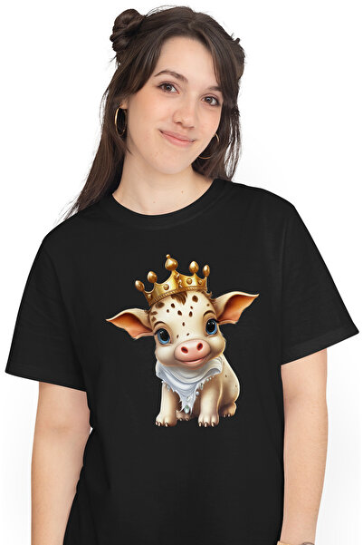 StoryGift Romania Tricou Femei cu un vitel cu o coroana regala, importanta, i...