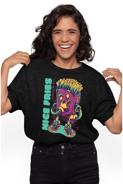 StoryGift Romania Tricou Femei Cu Text In Engleza Nice Fries, Portie Cratofii...