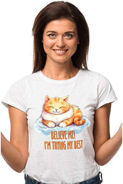 StoryGift Romania Tricou Femei cu pisica vesela care sta degeaba cu mesajul "...