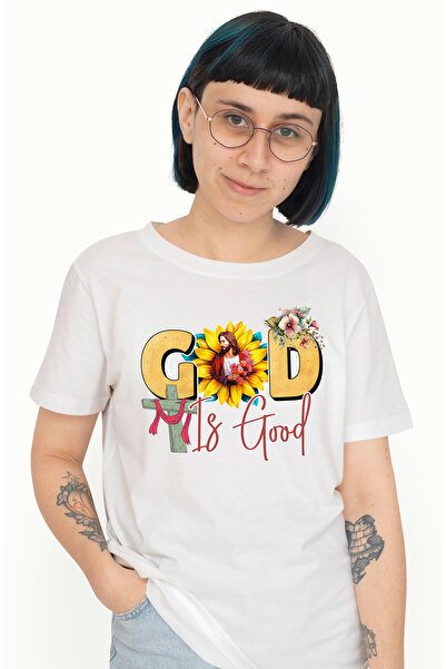 StoryGift Romania Tricou Femei cu mesajul "God is good", religie, ilustratie,...