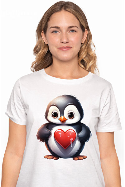 StoryGift Romania Tricou Femei cu un pinguin surprins, ilustratie, apreciere,...