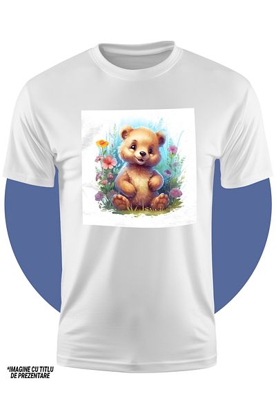 StoryGift Romania Tricou Copii Cu Un Ursulet Fericit, In Natura, Ilustratie, Plante, Flori, Padure, Vegetati