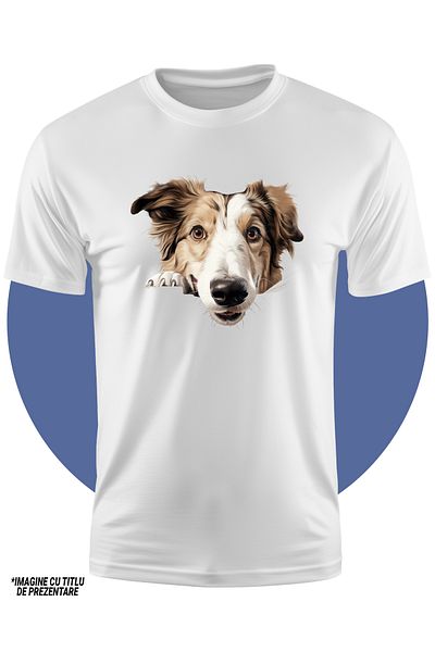 StoryGift Romania Tricou Copii Cu Un Catel Curios, Ilustratie, Maro, Alb, Canin, Pentru Iubitorii De Animale