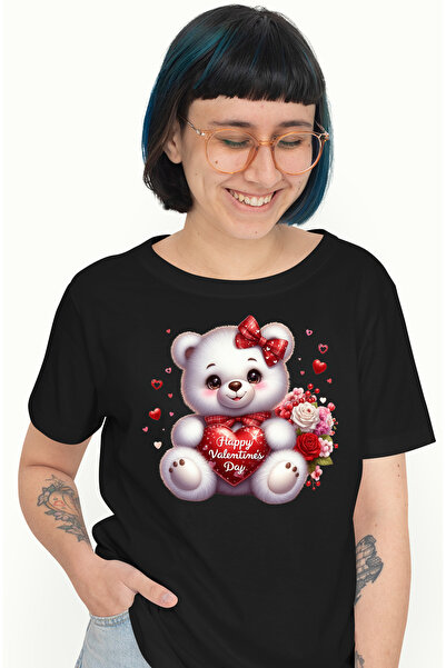 StoryGift Romania Tricou Femei cu un ursulet de plus, imbujorat, flori, trand...