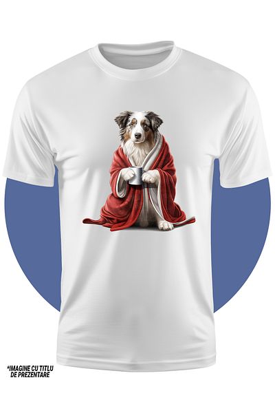 StoryGift Romania Tricou Copii Cu Un Caine Serios Care Are Un Capod Pe El, Ilustratie, Boala, Tricou Copii C