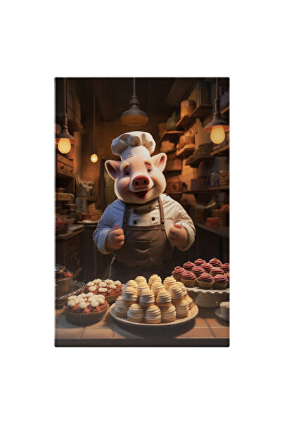 StoryGift Romania Tablou Canvas: Purcelul Cofetar Cu Boneta Alba Si Nasul Roz...