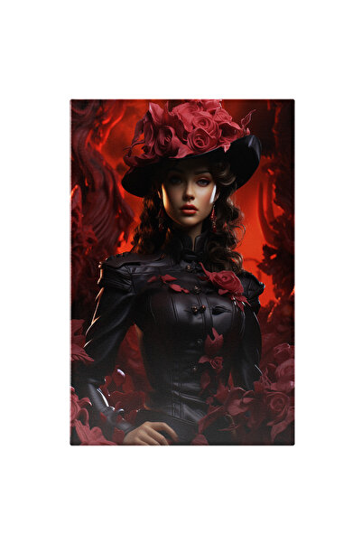 StoryGift Romania Tablou Canvas: Portret Fata Cu Par Lung Tinuta Eleganta Cu Fusta Roz Privire Seducatoarte Pala