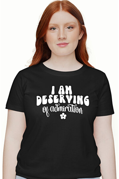 StoryGift Romania Tricou Femei cu floare si mesajul "I am deserving of admira...