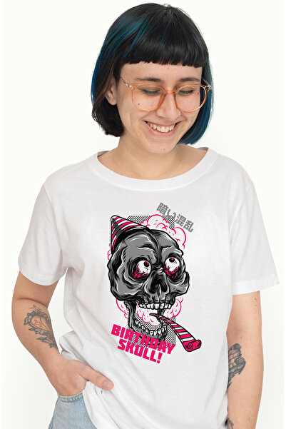 StoryGift Romania Tricou Femei Cu Portret Craniu Om Cu Coif De Petrecere, Tex...