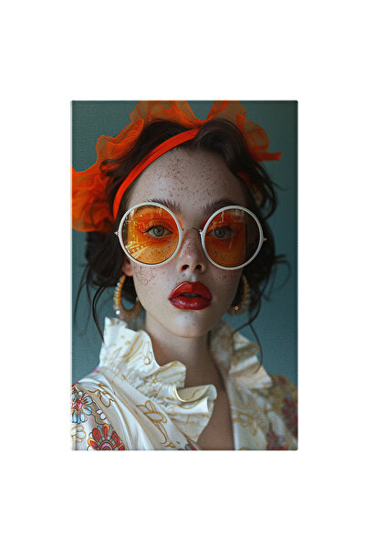 StoryGift Romania Tablou Canvas: Fata Cu Pielea Alba Si Pistrui Cu Ruj Rosu S...