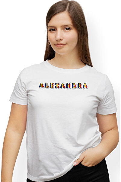 StoryGift Romania Tricou Femei Cu Numele Alexandra, Romania, Suporter, Steagul Romaniei, Patriot, WHT_L