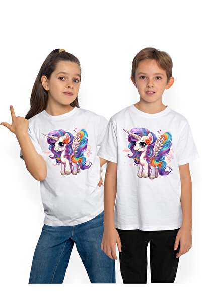 StoryGift Romania Tricou Copii Cu Un Unicorn Cu Aripi, Ilustratie, Norisori, ...