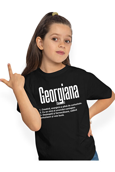 StoryGift Romania Tricou Copii Fete Cu Numele Georgiana, Si Mesaj Motivationa...
