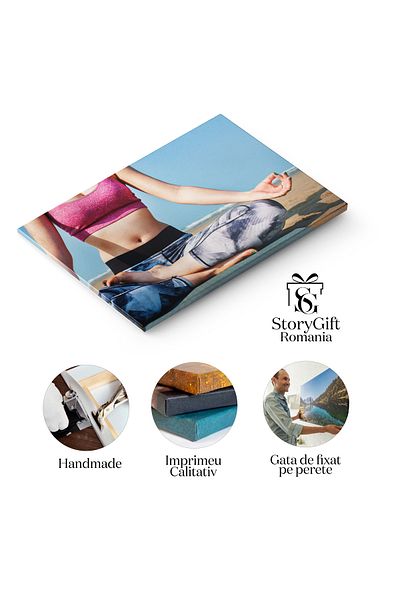 StoryGift Romania Tablou Canvas - Echilibru Si Armonie: Yoga Pe Plaja