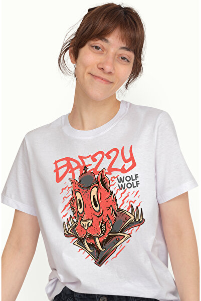 StoryGift Romania Tricou Femei Cu Portret Caine Lup Cu Palarie Si Palton Eleg...