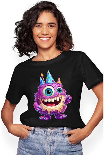 StoryGift Romania Tricou Femei cu o creatura paroasa, ilustratie, mov, zambes...