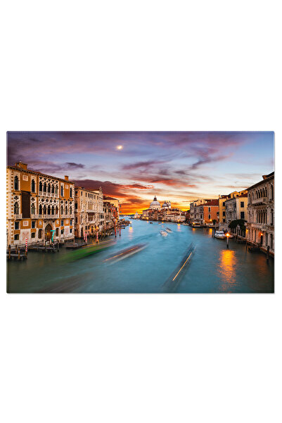 StoryGift Romania Tablou Canvas: Apus In Venetia - Gondola, Canal, Arhitectura