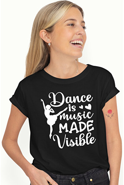 StoryGift Romania Tricou Femei cu o figura de balerina si mesajul "Dansul est...