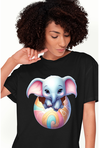 StoryGift Romania Tricou Femei cu un elefant micut care iese dintr-un ou spar...