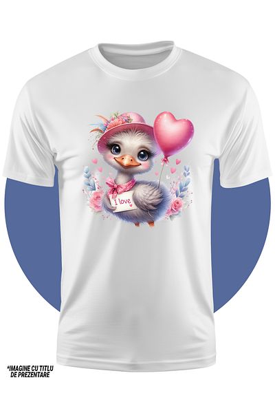StoryGift Romania Tricou Copii Cu O Pasare Vesela Care Tine Un Biletel Pe Care Scrie "i Love", Ilustratie, F