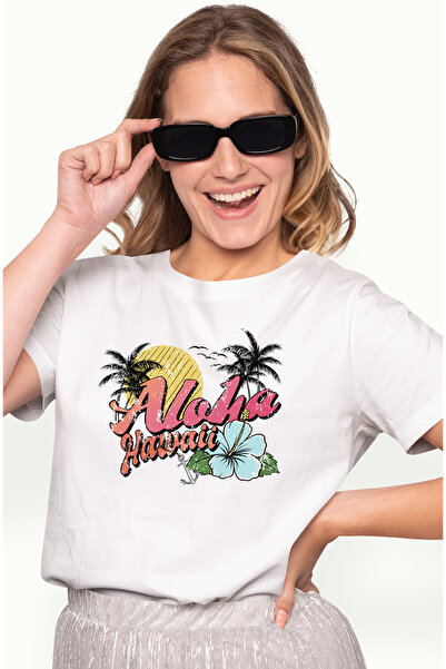 StoryGift Romania Tricou Femei cu mesajul "Aloha, Hawaii", vara, vacanta, rel...