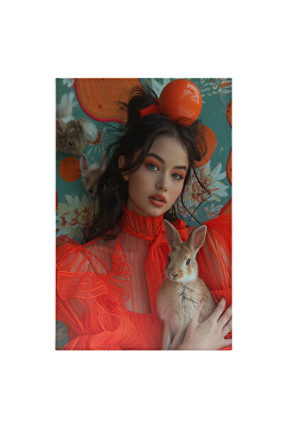 StoryGift Romania Tablou Canvas Iepurasul Dragut Cu Blana Pufoasa Tinut In Br...