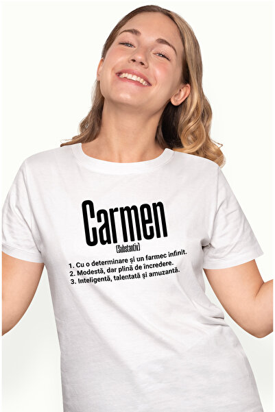 StoryGift Romania Tricou Femei Cu Numele Carmen, si Mesaj Motivational, Deter...