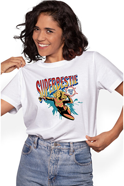 StoryGift Romania Tricou Femei Super Bestie, SuperErou Sunt Aici Pentru Tine, cu imprimeu pe Fata WHT_L