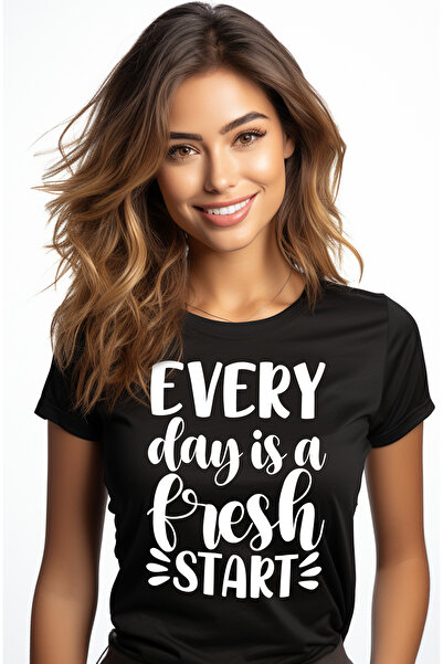 StoryGift Romania Tricou Femei cu text motivational "Every day is a fresh sta...
