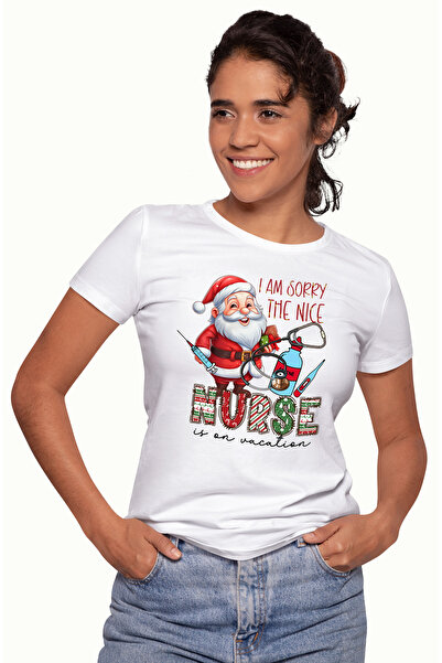 StoryGift Romania Tricou Femei cu Mos Craciun cu mesajul "I am sorry, the nic...