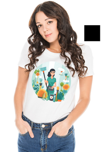 StoryGift Romania Tricou Femei cu o femeie care tine o matura, ilustratie, cu...